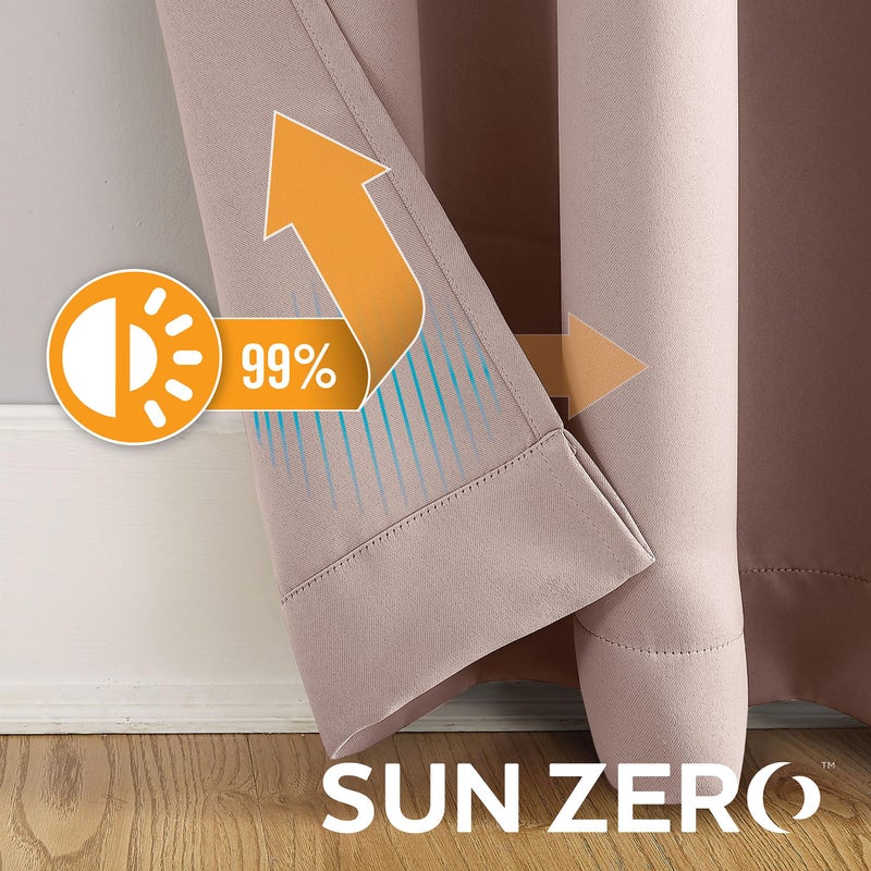 Sun Zero Soho 2-pack Blackout Energy Efficient Grommet Curtain Panel Pair, 54" x 84", Blush Pink - Image 4